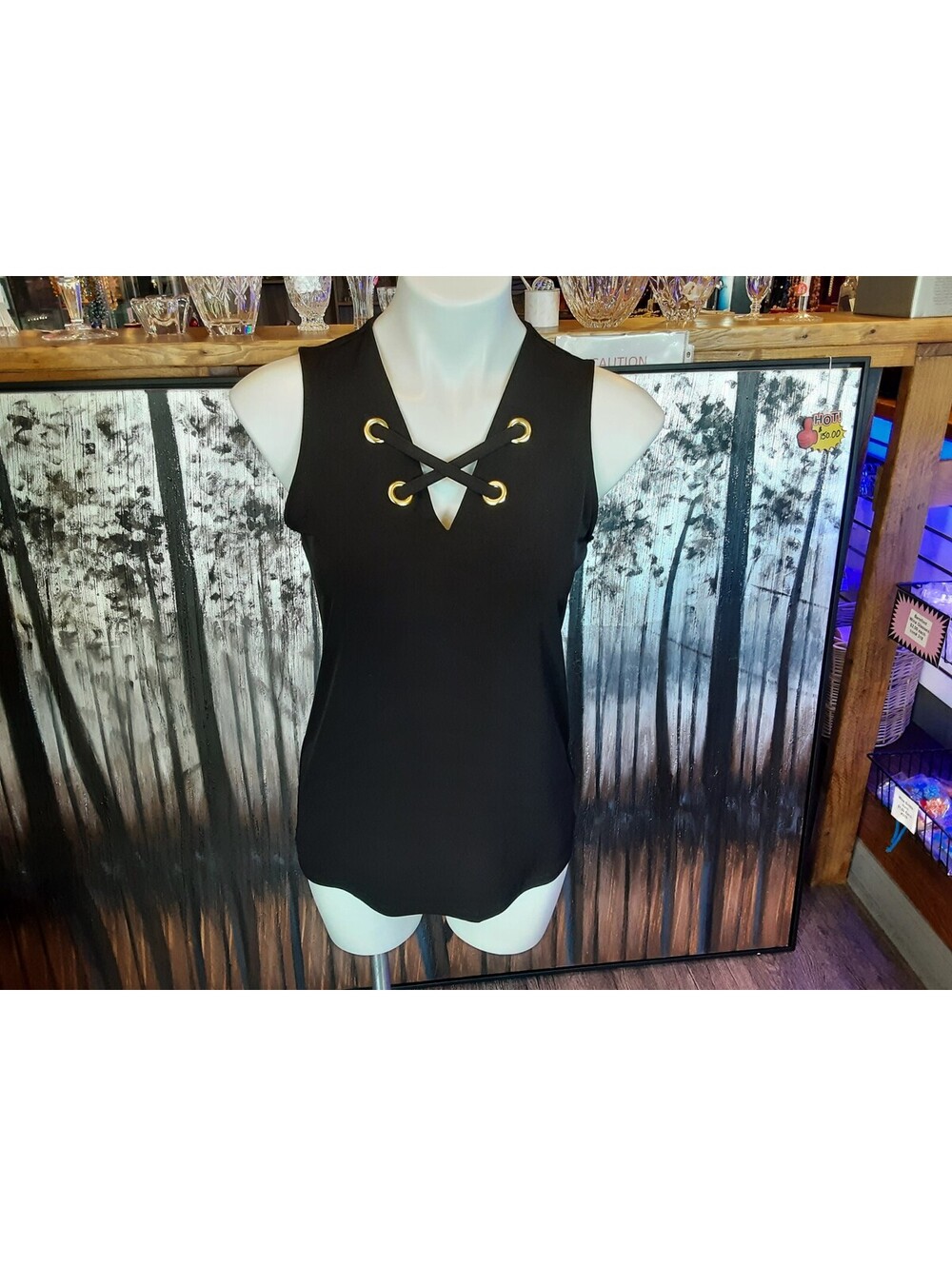 Michael Kors Black Shirt, Gold Details, Size Small